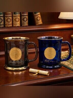 Gold-Rim Glass Presidential Seal Mug - Blue or Gray